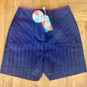 Ted Baker Denim Striped High Waisted Shorts